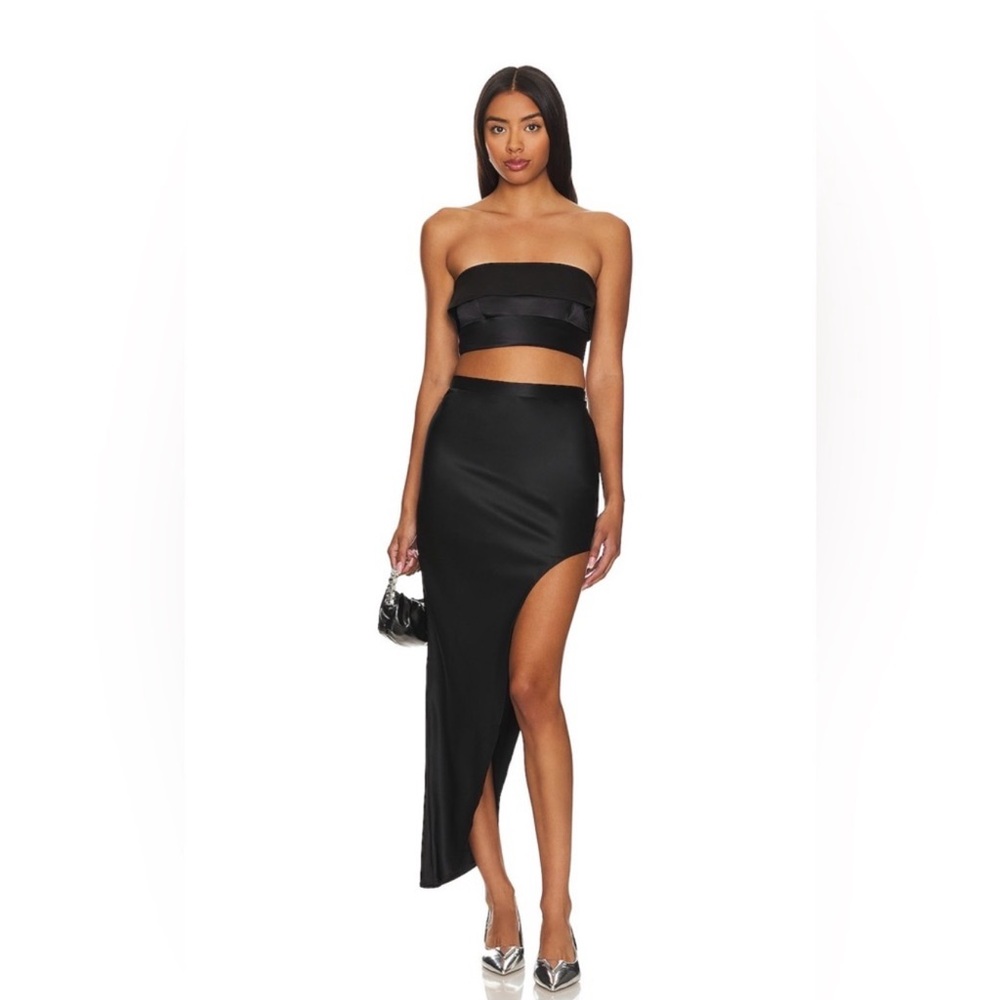 fleur du mal silk high slit skirt